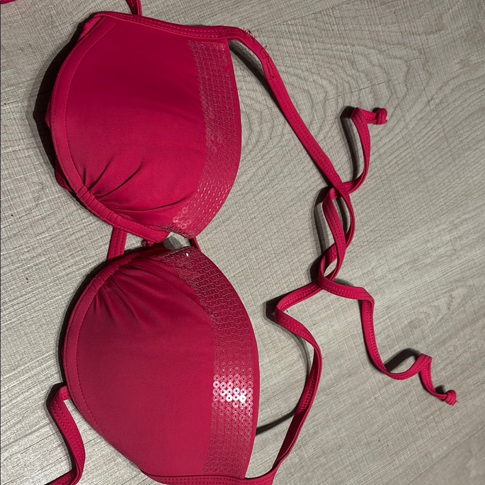 Pink Sequin Bikini Top